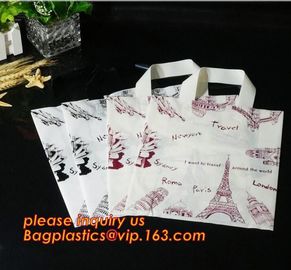 Custom Print Soft Loop Handle Plastic Shopping Bag with handles,Colored Soft Loop Plastic Handle Bags With Cardboard Ins supplier