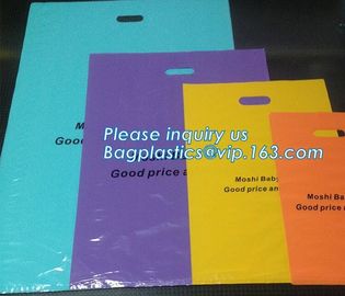 Custom print ldpe hdpe die cut handle carry poly apparel plastic merchandise gift packaging polythene shopping bag with supplier