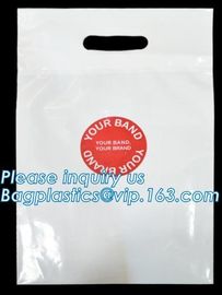 Custom printed die cut handle plastic bags manufacturer 12 x 15 inch light green promotional recycle grocery shopping ba supplier