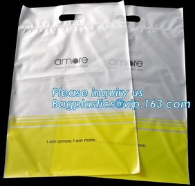 Custom printed die cut handle plastic bags manufacturer 12 x 15 inch light green promotional recycle grocery shopping ba supplier