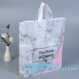 biodegradable plastic shopping bags with own logo,Low Density Glossy Plastic Handle Merchandise Clothing Die Cut Packing supplier