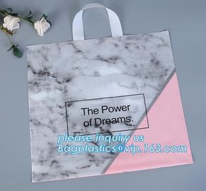 biodegradable plastic shopping bags with own logo,Low Density Glossy Plastic Handle Merchandise Clothing Die Cut Packing supplier