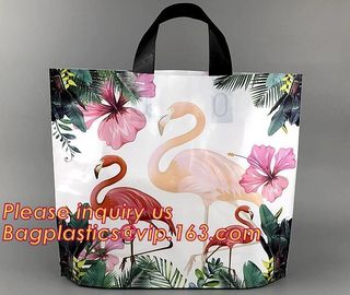 100% Biodegradable fashionable leopard printed soft loop plastic bag,Custom Printed Stand Up Block BottomSoft Loop Handl supplier