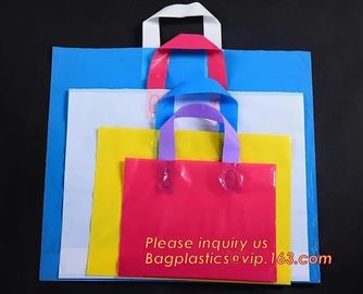 CLEAR FROSTED SOFT LOOP SHOPPER BAG,Soft Loop Handle Plastic Bag OEM Plastic Bagbiodegradable retail shopping bags pack supplier