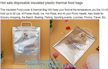 Reusable aluminium foil thermal insulation material cooler bag for picnic with Strapping tape closure,foil insulated thermal supplier