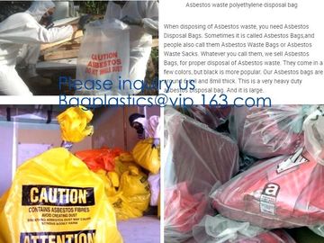 Hazardous Waste Yellow Plastic Bag Asbestos Garbage Bag,large size thicker LDPE asbestos remove bags,asbestos garbage ba supplier