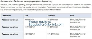 Disposal Asbestos Waste Bags ,Plastic Bags for Asbestos fibers,asbestos waste packaging plastic garbage bag BAGEASE PAC supplier