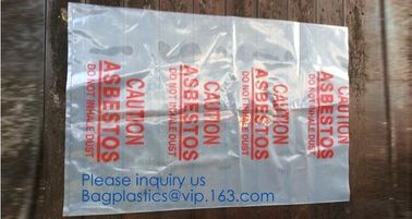 PE asbestos yard waste bags,hazard waste disposal bags,Customized danger warning printing clear polythene LDPE asbestos supplier