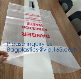 PE asbestos yard waste bags,hazard waste disposal bags,Customized danger warning printing clear polythene LDPE asbestos supplier