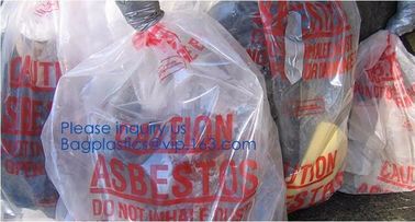 PE asbestos yard waste bags,hazard waste disposal bags,Customized danger warning printing clear polythene LDPE asbestos supplier