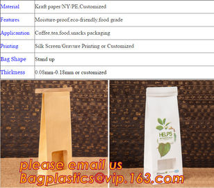 Square Bottom Resealable Zip Lock Snack Kraft Paper Reusable Bag With Matte Window, Kraft Paper Zipper Pouch supplier