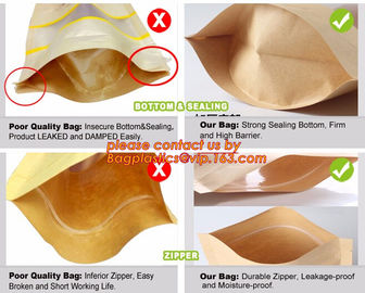 Kraft Stand Up Paper Bags With Clear Window, Brown Kraft Paper Aluminum Foil Reusable Sealable pouch bags supplier