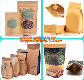 Kraft Stand Up Paper Bags With Clear Window, Brown Kraft Paper Aluminum Foil Reusable Sealable pouch bags supplier