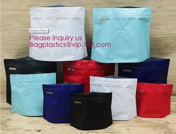 Aluminum Foil Lined Kraft Paper Square Block Bottom Coffee One-Way Valve Packing Bag With Zipper supplier