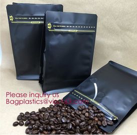 Aluminum Foil Gusset Square Block Flat Bottom Coffee Bag With Valve, Protein Food Packaging Bag supplier