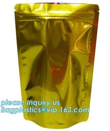 Aluminum Foil Flexible Metallized Flat Pouch Packaging Bags, Doypack chips, Resealable Mylar Stand Up Pouch supplier
