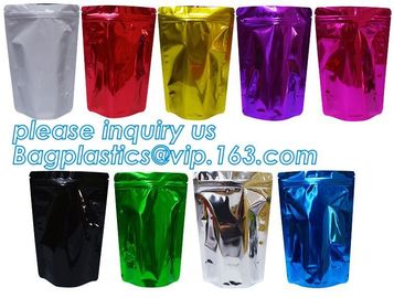Aluminum Foil Flexible Metallized Flat Pouch Packaging Bags, Doypack chips, Resealable Mylar Stand Up Pouch supplier