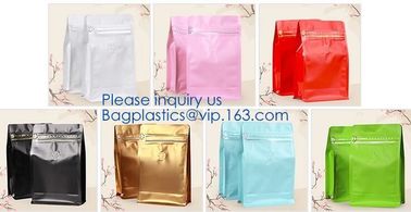 Matte Reusable ziplock Square Box Flat Bottom Aluminum Foil Lined Kraft Paper Bag With Window supplier