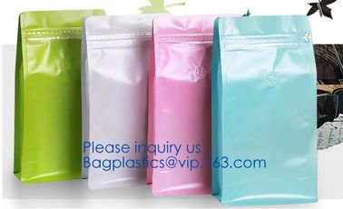 Easy Tear Zipper Top Coffee Stand Up Foil slider Bag Side Gusset Bags Square Block Flat Bottom ziplock Pouch supplier