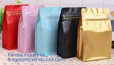 Easy Tear Zipper Top Coffee Stand Up Foil slider Bag Side Gusset Bags Square Block Flat Bottom ziplock Pouch supplier