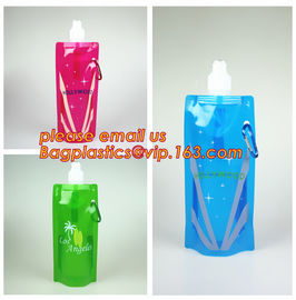 portable foldable water bottle / folding water bag,BPA Free Stand Up Spout Portable Foldable Water Bottle/Bag With Carab supplier