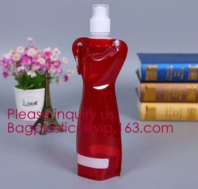 Environmental Cartoon Foldable Water Bottle Bag,BPA Free Plastic Custom Logo Printed Bottle Foldable Drinking Collapsibl supplier