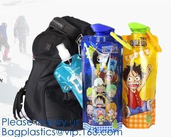 Custom Logo Printed Bottle Foldable Drinking Collapsible Water Bag,16oz BPA free collapsible water bottle foldable water supplier