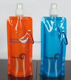 Promotional Customized Foldable Plastic Water Bottle Bag,Fashion bpa free bottle foldable water bag 480ml bagease pack supplier