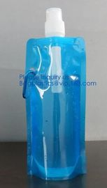 Promotional Customized Foldable Plastic Water Bottle Bag,Fashion bpa free bottle foldable water bag 480ml bagease pack supplier