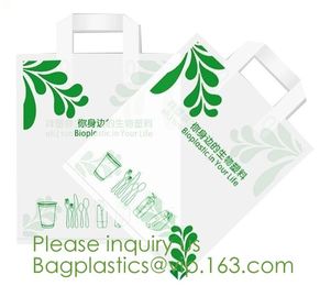 100% Compostable Shopper, Biodegradable handle handy Carrier Eco Bio starch plant Biodegradable T-Shirt Bags With Logo supplier