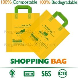 100% Compostable Shopper, Biodegradable handle handy Carrier Eco Bio starch plant Biodegradable T-Shirt Bags With Logo supplier