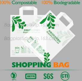 100% Compostable Shopper, Biodegradable handle handy Carrier Eco Bio starch plant Biodegradable T-Shirt Bags With Logo supplier