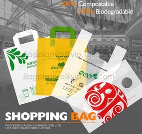 100% Compostable Shopper, Biodegradable handle handy Carrier Eco Bio starch plant Biodegradable T-Shirt Bags With Logo supplier