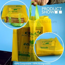 100% Compostable Shopper, Biodegradable handle handy Carrier Eco Bio starch plant Biodegradable T-Shirt Bags With Logo supplier