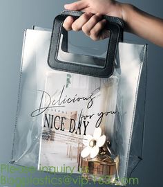 Fashionable big colorful Laser PVC shopping storage bag with handle and accept custom,vinyl mirror surface pvc tote shop supplier