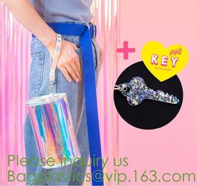 holographic pvc bags, holographic packs, holographic pouch bags, holographic metialized cosmetic make up, holographic PU supplier