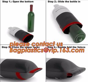 Zip sealed liquor bubble bags bottle protector Travelling liquor bubble sleeves air wine bubble bags Zipped bottom plast supplier