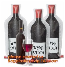 Zip sealed liquor bubble bags bottle protector Travelling liquor bubble sleeves air wine bubble bags Zipped bottom plast supplier