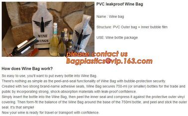 Zipped bottom plastic bottle wrap plastic bottle sleeves air wine slip Self zipped liquor bottle plastic wrap bagease pa supplier