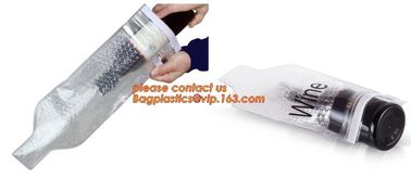 Zip sealed liquor bubble bags bottle protector Travelling liquor bubble sleeves air wine bubble bags Zipped bottom plast supplier