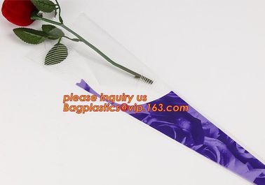 Paper box flower sleeve single rose flower wrapping sleeve,imprineted color high transparence clear flower sleeve PACK supplier