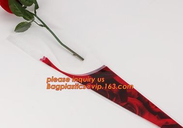 Paper box flower sleeve single rose flower wrapping sleeve,imprineted color high transparence clear flower sleeve PACK supplier