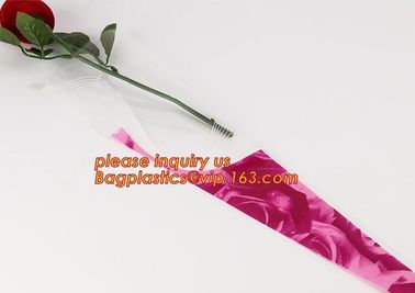 Paper box flower sleeve single rose flower wrapping sleeve,imprineted color high transparence clear flower sleeve PACK supplier