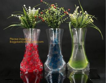 small standup vase folding disposable plastic vinyl for wedding, Wide Transparent Vinyl Plastic Standup Flower Vase supplier