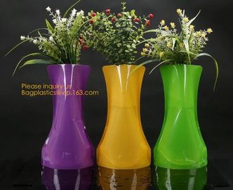 small standup vase folding disposable plastic vinyl for wedding, Wide Transparent Vinyl Plastic Standup Flower Vase supplier