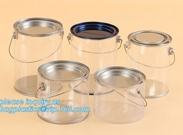 1 gallon clear plastic paint cans for packaging,Plastic Food Grade Clear PET Can Round Food Storage Container Screw Lid supplier