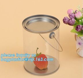 1 gallon clear plastic paint cans for packaging,Plastic Food Grade Clear PET Can Round Food Storage Container Screw Lid supplier