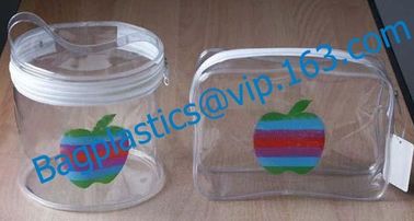 clear cylinder circular promotional storage pvc zipper closure cosmetic bags, barrel bags, cylinder packing vacuum cup p supplier