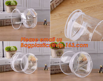 clear cylinder circular promotional storage pvc zipper closure cosmetic bags, barrel bags, cylinder packing vacuum cup p supplier