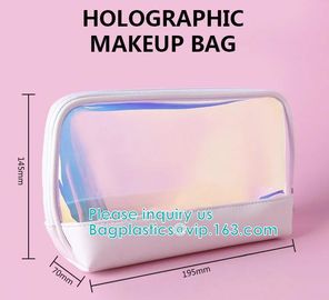 HOLOGRAPHIC MAKEUP BAG, PU TPU MATERIAL MAKEUP travel wash bag waterproof makeup bag cosmetic bags, ECO FIRENDLY PACKAGE supplier